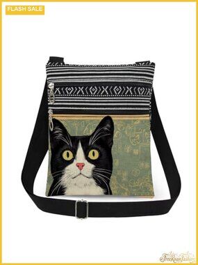Cat Crossbody Bag Adjustable Strap Messenger Bag